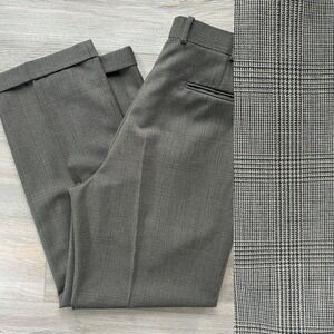 Vintage J.RIGGINS Men's Size 37 Long Brown Plaid Wool Blend Pleated Cuff Pants